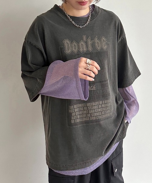 apres jour mignon（アプレジュールミニョン）の「ラメチュールシアートップス【ZOZOTOWN限定アイテム】（Tシャツ/カットソー・レディース・ピンク/パープル/ブラック/ブルー/グレー・フリー/X-LARGE）」の16枚目の写真
