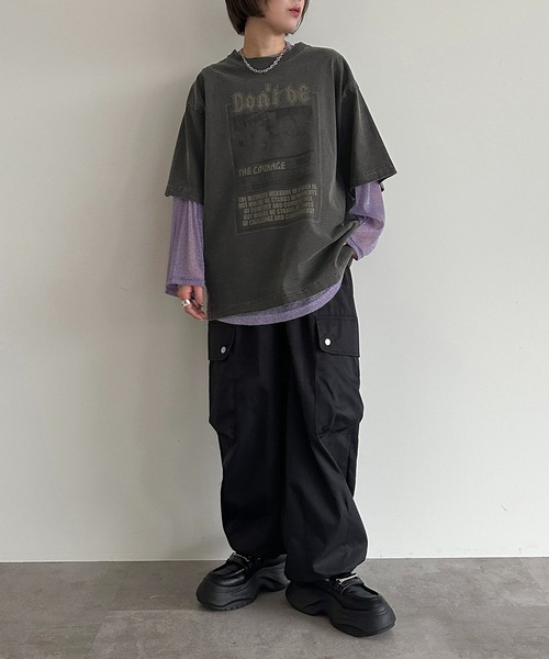 apres jour mignon（アプレジュールミニョン）の「ラメチュールシアートップス【ZOZOTOWN限定アイテム】（Tシャツ/カットソー・レディース・ピンク/パープル/ブラック/ブルー/グレー・フリー/X-LARGE）」の19枚目の写真