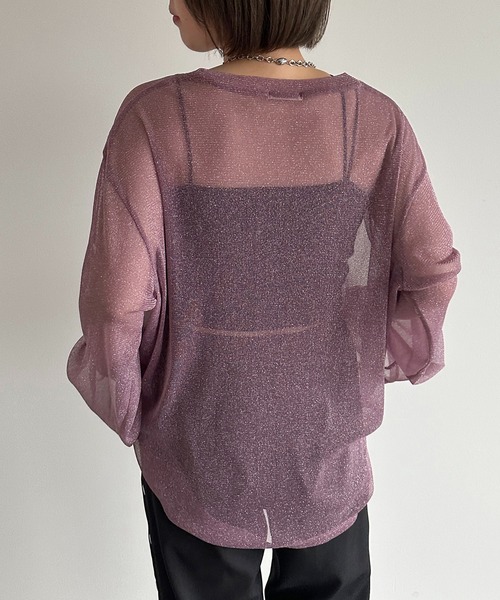 apres jour mignon（アプレジュールミニョン）の「ラメチュールシアートップス【ZOZOTOWN限定アイテム】（Tシャツ/カットソー・レディース・ピンク/パープル/ブラック/ブルー/グレー・フリー/X-LARGE）」の12枚目の写真