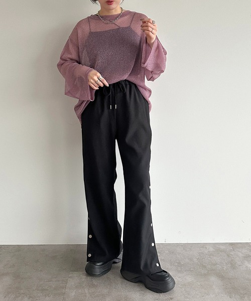 apres jour mignon（アプレジュールミニョン）の「ラメチュールシアートップス【ZOZOTOWN限定アイテム】（Tシャツ/カットソー・レディース・ピンク/パープル/ブラック/ブルー/グレー・フリー/X-LARGE）」の13枚目の写真