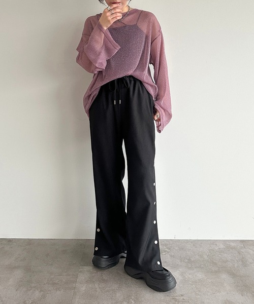 apres jour mignon（アプレジュールミニョン）の「ラメチュールシアートップス【ZOZOTOWN限定アイテム】（Tシャツ/カットソー・レディース・ピンク/パープル/ブラック/ブルー/グレー・フリー/X-LARGE）」の14枚目の写真