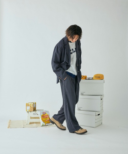 Adoon plain（アドーンプレーン）の「ストライプ2タックワイドパンツ（その他パンツ・メンズ・チャコールグレー/ネイビー・LARGE/MEDIUM/SMALL）」の10枚目の写真