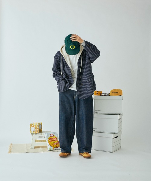 Adoon plain（アドーンプレーン）の「ストライプ2タックワイドパンツ（その他パンツ・メンズ・チャコールグレー/ネイビー・LARGE/MEDIUM/SMALL）」の14枚目の写真