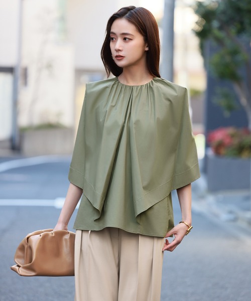 ELFRANK(エルフランク)の「2WAYラッフルブラウス【綿100%使用】(シャツ/ブラウス・レディース・オフホワイト/ブラック/カーキ・FREE)」の9枚目の写真