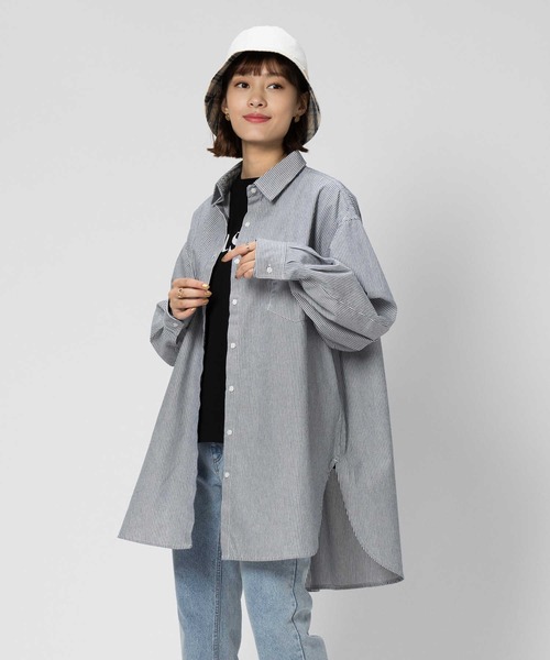 BACK NUMBER(バックナンバー)の「【BACK NUMBER】ビッグシルエット長袖シャツ(シャツ/ブラウス・レディース・ブルー/ネイビー/キナリ/グリーン・フリー)」の3枚目の写真