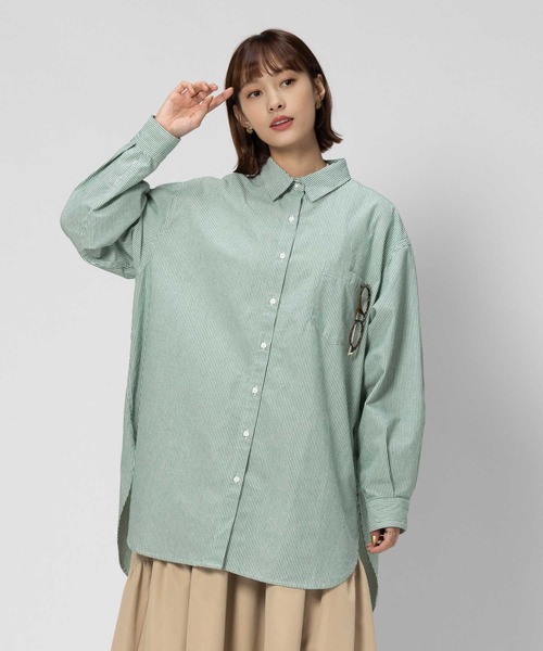 BACK NUMBER(バックナンバー)の「【BACK NUMBER】ビッグシルエット長袖シャツ(シャツ/ブラウス・レディース・ブルー/ネイビー/キナリ/グリーン・フリー)」の1枚目の写真