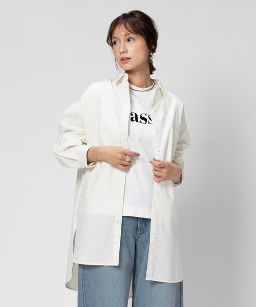 BACK NUMBER(バックナンバー)の「【BACK NUMBER】ビッグシルエット長袖シャツ(シャツ/ブラウス・レディース・ブルー/ネイビー/キナリ/グリーン・フリー)」の2枚目の写真