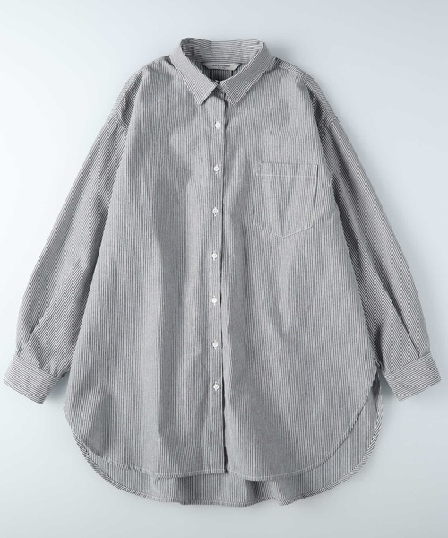 BACK NUMBER(バックナンバー)の「【BACK NUMBER】ビッグシルエット長袖シャツ(シャツ/ブラウス・レディース・ブルー/ネイビー/キナリ/グリーン・フリー)」の11枚目の写真