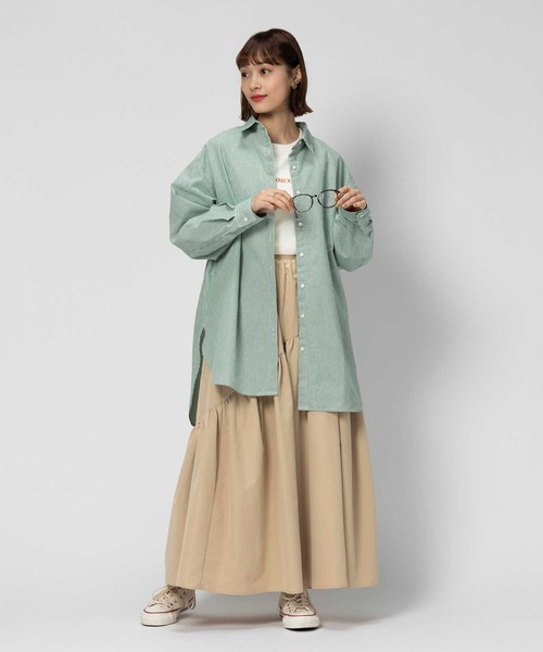 BACK NUMBER(バックナンバー)の「【BACK NUMBER】ビッグシルエット長袖シャツ(シャツ/ブラウス・レディース・ブルー/ネイビー/キナリ/グリーン・フリー)」の22枚目の写真