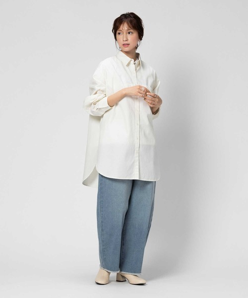 BACK NUMBER(バックナンバー)の「【BACK NUMBER】ビッグシルエット長袖シャツ(シャツ/ブラウス・レディース・ブルー/ネイビー/キナリ/グリーン・フリー)」の19枚目の写真