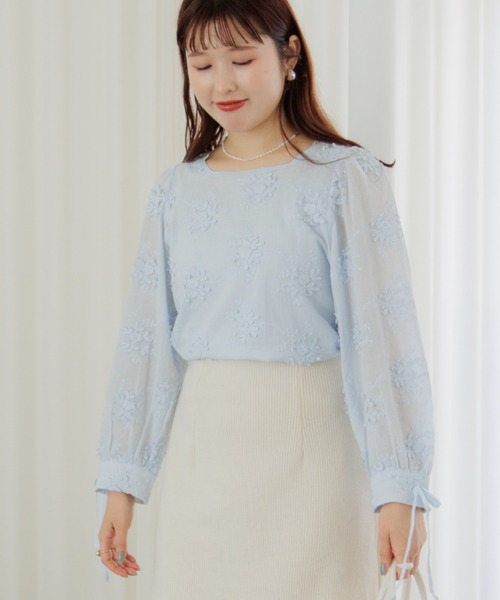 flower（フラワー）の「ボタニカルイーエムビーブラウス（シャツ/ブラウス・レディース・ホワイト/ピンク/ブルー・FREE）」の3枚目の写真