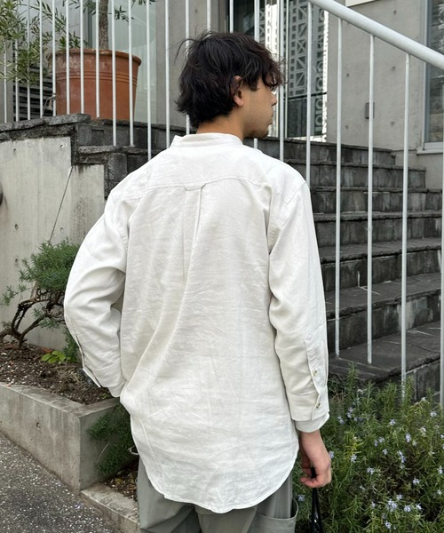 CIAOPANIC TYPY（チャオパニックティピー）の「リネンレーヨンバンドカラーシャツ（シャツ/ブラウス・メンズ・ベージュ系その他/オレンジ/ネイビー/ホワイト/グリーン/グレー/チャコールグレー/ブラック・MEDIUM/SMALL/LARGE）」の17枚目の写真