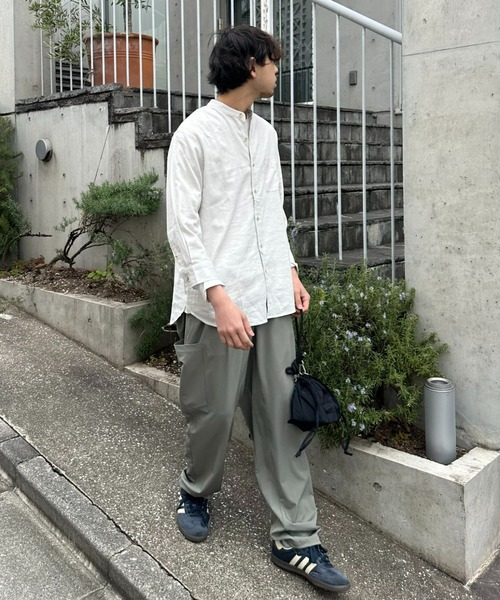 CIAOPANIC TYPY（チャオパニックティピー）の「リネンレーヨンバンドカラーシャツ（シャツ/ブラウス・メンズ・ベージュ系その他/オレンジ/ネイビー/ホワイト/グリーン/グレー/チャコールグレー/ブラック・MEDIUM/SMALL/LARGE）」の11枚目の写真