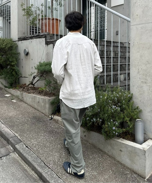 CIAOPANIC TYPY（チャオパニックティピー）の「リネンレーヨンバンドカラーシャツ（シャツ/ブラウス・メンズ・ベージュ系その他/オレンジ/ネイビー/ホワイト/グリーン/グレー/チャコールグレー/ブラック・MEDIUM/SMALL/LARGE）」の12枚目の写真