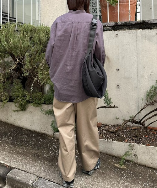 CIAOPANIC TYPY（チャオパニックティピー）の「リネンレーヨンバンドカラーシャツ（シャツ/ブラウス・メンズ・ベージュ系その他/オレンジ/ネイビー/ホワイト/グリーン/グレー/チャコールグレー/ブラック・MEDIUM/SMALL/LARGE）」の15枚目の写真