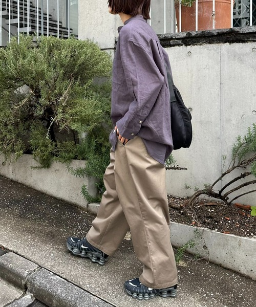 CIAOPANIC TYPY（チャオパニックティピー）の「リネンレーヨンバンドカラーシャツ（シャツ/ブラウス・メンズ・ベージュ系その他/オレンジ/ネイビー/ホワイト/グリーン/グレー/チャコールグレー/ブラック・MEDIUM/SMALL/LARGE）」の14枚目の写真