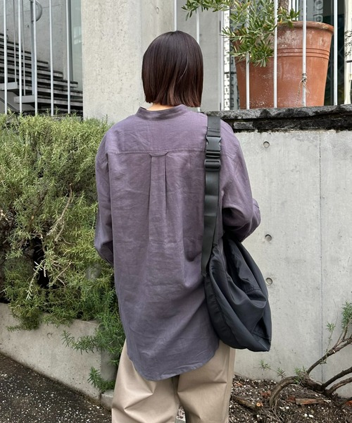 CIAOPANIC TYPY（チャオパニックティピー）の「リネンレーヨンバンドカラーシャツ（シャツ/ブラウス・メンズ・ベージュ系その他/オレンジ/ネイビー/ホワイト/グリーン/グレー/チャコールグレー/ブラック・MEDIUM/SMALL/LARGE）」の21枚目の写真