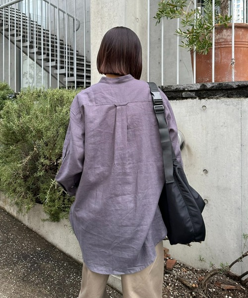 CIAOPANIC TYPY（チャオパニックティピー）の「リネンレーヨンバンドカラーシャツ（シャツ/ブラウス・メンズ・ベージュ系その他/オレンジ/ネイビー/ホワイト/グリーン/グレー/チャコールグレー/ブラック・MEDIUM/SMALL/LARGE）」の22枚目の写真