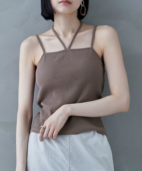 etoll.（エトル）の「カップインホルターネックキャミソール（キャミソール・レディース・ホワイト系その他/モカ/オートミール/サンドベージュ/ブラック/オフホワイト・M）」の6枚目の写真