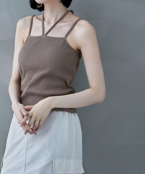 DIESEL シルバー ホルターネック キャミソール miniministore ホルターネック キャミソール ニット 夏【ゆう