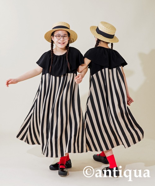 antiqua（アンティカ）の「ストライプワンピース（ワンピース・キッズ・ブラック・160/150/140/130）」の2枚目の写真