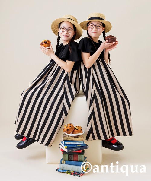 antiqua（アンティカ）の「ストライプワンピース（ワンピース・キッズ・ブラック・160/150/140/130）」の20枚目の写真