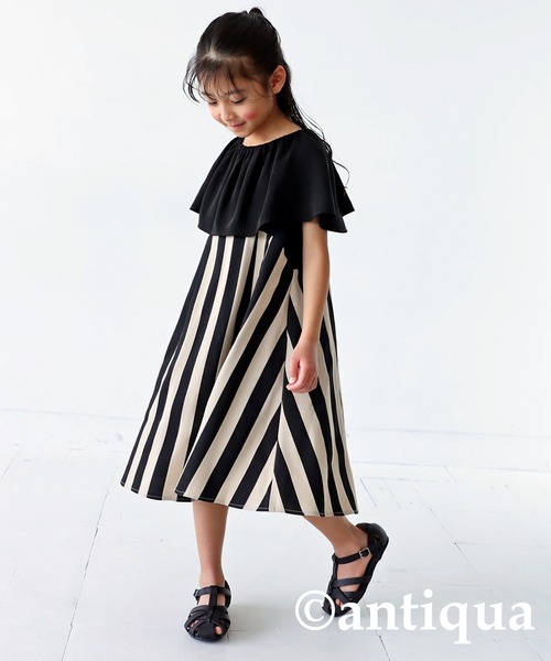 antiqua（アンティカ）の「ストライプワンピース（ワンピース・キッズ・ブラック・160/150/140/130）」の21枚目の写真