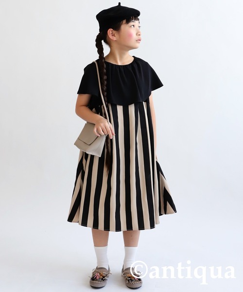 antiqua（アンティカ）の「ストライプワンピース（ワンピース・キッズ・ブラック・160/150/140/130）」の16枚目の写真