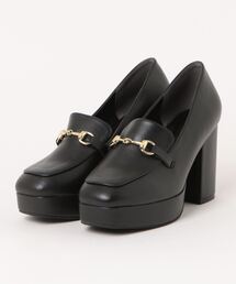 【厚底】チャンキーヒールビットローファーパンプス 6539