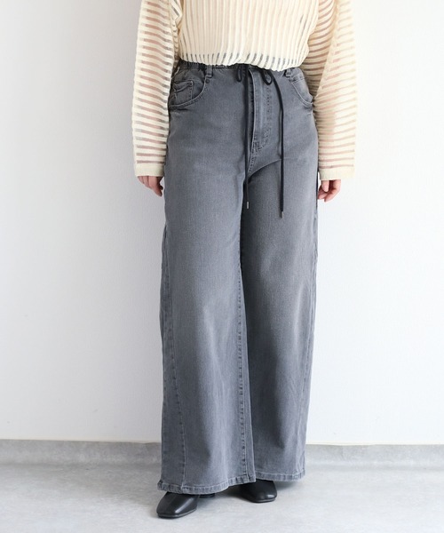 【新品】cepo　セポ　接触冷感　UVカット　ICEデニムイージーワイドパンツ セール】接触冷感・UVカット ICEデニムイージーワイドパンツ