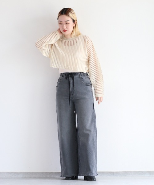 【新品】cepo　セポ　接触冷感　UVカット　ICEデニムイージーワイドパンツ セール】接触冷感・UVカット ICEデニムイージーワイドパンツ