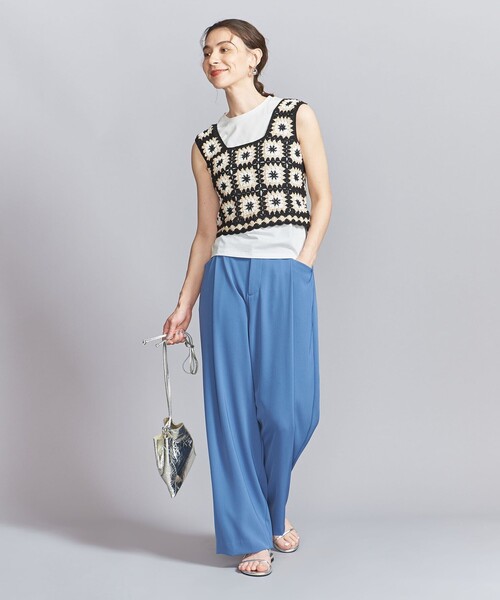 LOGAN knitting mills(ローガンニッティングミルズ)の「【別注】<LOGAN knitting mills>クロシェニット ビスチェ(ニット/セーター・レディース・オフホワイト/ブラック・FREE)」の4枚目の写真