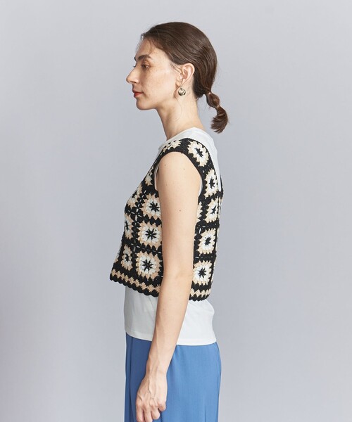 LOGAN knitting mills(ローガンニッティングミルズ)の「【別注】<LOGAN knitting mills>クロシェニット ビスチェ(ニット/セーター・レディース・オフホワイト/ブラック・FREE)」の10枚目の写真