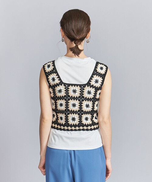 LOGAN knitting mills(ローガンニッティングミルズ)の「【別注】<LOGAN knitting mills>クロシェニット ビスチェ(ニット/セーター・レディース・オフホワイト/ブラック・FREE)」の11枚目の写真