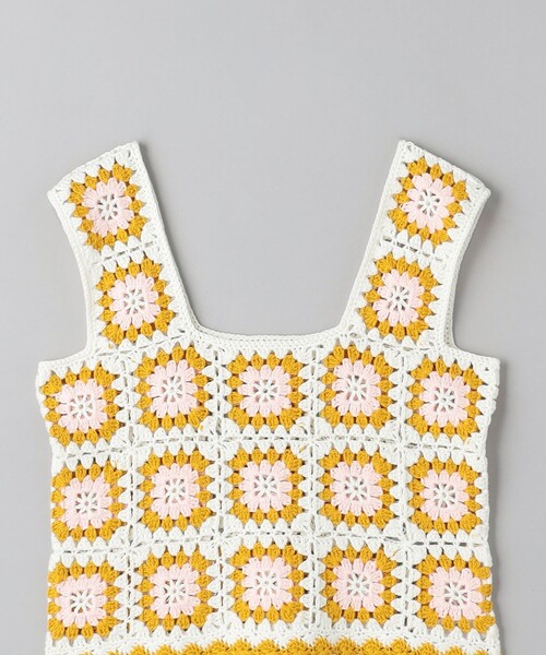 LOGAN knitting mills(ローガンニッティングミルズ)の「【別注】<LOGAN knitting mills>クロシェニット ビスチェ(ニット/セーター・レディース・オフホワイト/ブラック・FREE)」の14枚目の写真