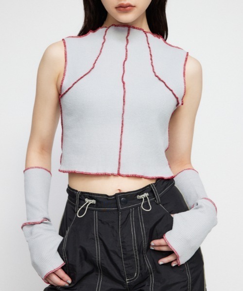 LAGUA GEM(ラグアジェム)の「ARM COVER THERMAL トップス(Tシャツ/カットソー・レディース・ミント/オフホワイト/グレー・FREE)」の3枚目の写真