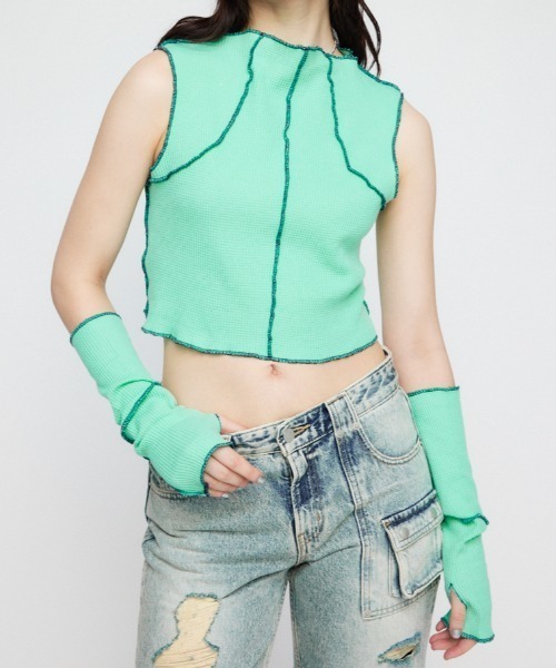 LAGUA GEM(ラグアジェム)の「ARM COVER THERMAL トップス(Tシャツ/カットソー・レディース・ミント/オフホワイト/グレー・FREE)」の11枚目の写真
