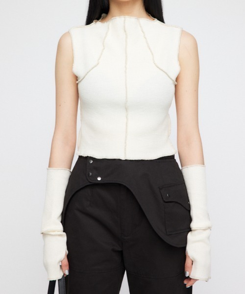 LAGUA GEM(ラグアジェム)の「ARM COVER THERMAL トップス(Tシャツ/カットソー・レディース・ミント/オフホワイト/グレー・FREE)」の6枚目の写真