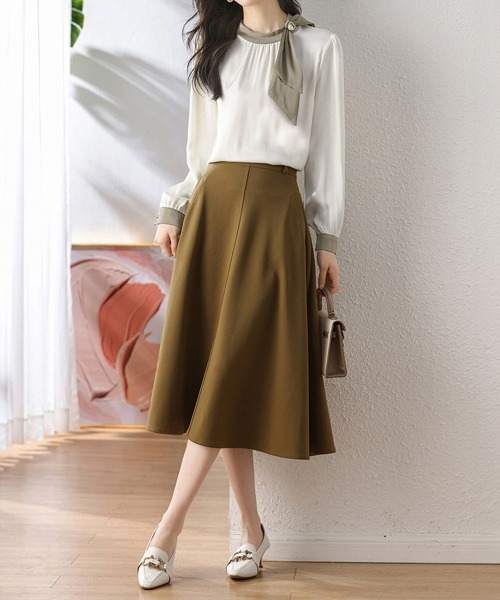Miniministore(ミニミニストア)の「ボウタイサテンブラウス バイカラーシャツ(シャツ/ブラウス・レディース・モカ/ブラック・M/L/XL)」の13枚目の写真