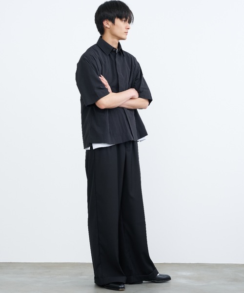 SINSS(シンス)の「Wide double slacks / ワイドダブルスラックス(スラックス・メンズ・ブラック/チャコール・MEDIUM/SMALL/LARGE)」の18枚目の写真