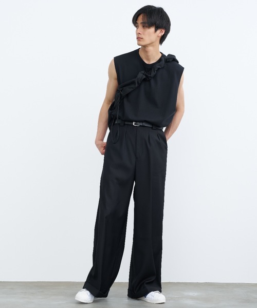 SINSS(シンス)の「Wide double slacks / ワイドダブルスラックス(スラックス・メンズ・ブラック/チャコール・MEDIUM/SMALL/LARGE)」の12枚目の写真