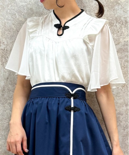 axes femme(アクシーズファム)の「オリエンタルチャイナジャカードブラウス(シャツ/ブラウス・レディース・ホワイト/ブラック/ブルーグリーン・FREE)」の2枚目の写真