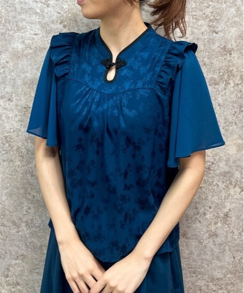 axes femme(アクシーズファム)の「オリエンタルチャイナジャカードブラウス(シャツ/ブラウス・レディース・ホワイト/ブラック/ブルーグリーン・FREE)」の1枚目の写真