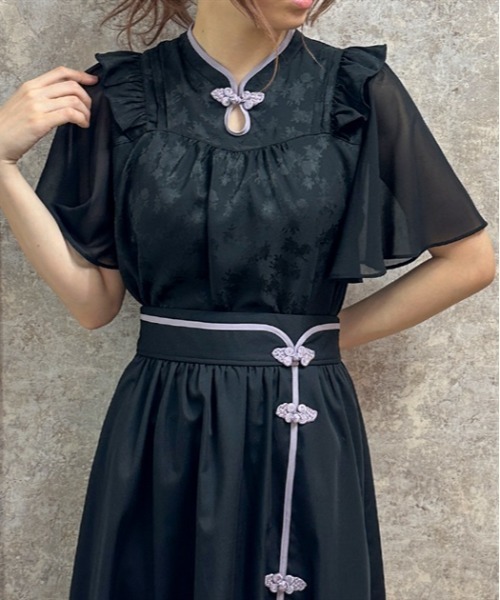 axes femme(アクシーズファム)の「オリエンタルチャイナジャカードブラウス(シャツ/ブラウス・レディース・ホワイト/ブラック/ブルーグリーン・FREE)」の3枚目の写真