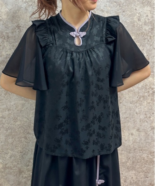 axes femme(アクシーズファム)の「オリエンタルチャイナジャカードブラウス(シャツ/ブラウス・レディース・ホワイト/ブラック/ブルーグリーン・FREE)」の6枚目の写真