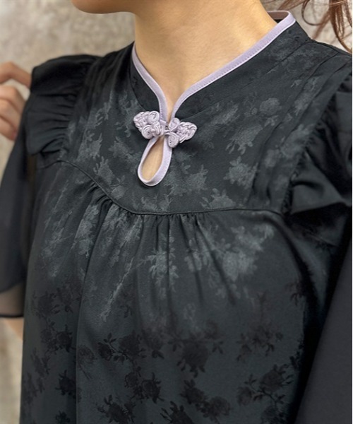 axes femme(アクシーズファム)の「オリエンタルチャイナジャカードブラウス(シャツ/ブラウス・レディース・ホワイト/ブラック/ブルーグリーン・FREE)」の7枚目の写真