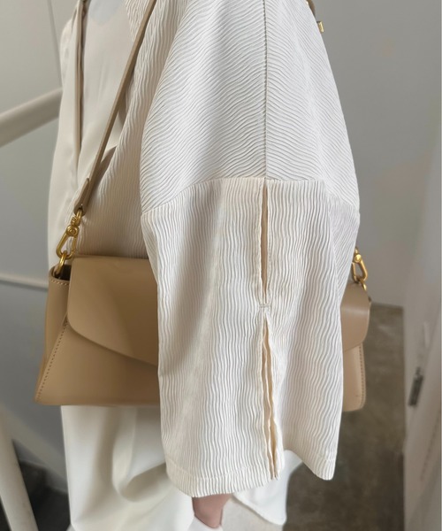 lawgy（ラウジー）の「mix wrinkle shirt / ミックスリンクルシャツ（シャツ/ブラウス・レディース・クリーム/ホワイト・FREE）」の8枚目の写真