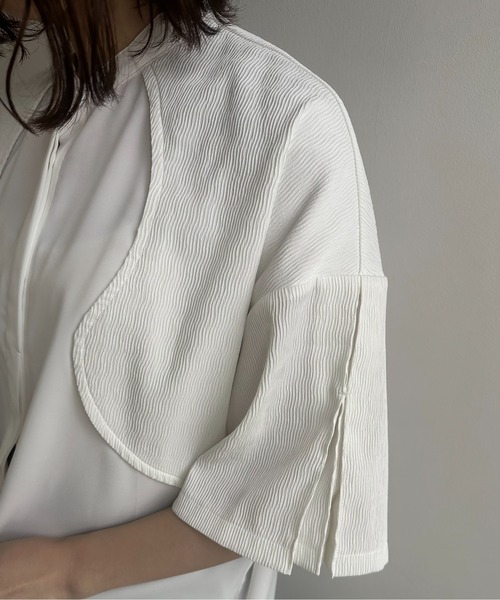 lawgy（ラウジー）の「mix wrinkle shirt / ミックスリンクルシャツ（シャツ/ブラウス・レディース・クリーム/ホワイト・FREE）」の11枚目の写真