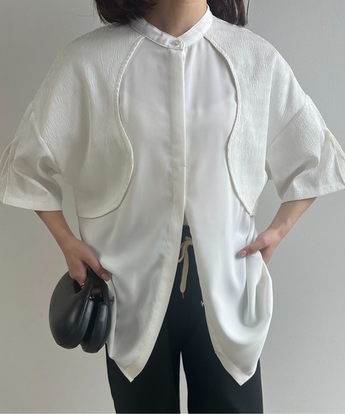 lawgy（ラウジー）の「mix wrinkle shirt / ミックスリンクルシャツ（シャツ/ブラウス・レディース・クリーム/ホワイト・FREE）」の12枚目の写真