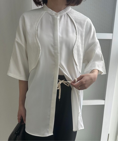 lawgy（ラウジー）の「mix wrinkle shirt / ミックスリンクルシャツ（シャツ/ブラウス・レディース・クリーム/ホワイト・FREE）」の13枚目の写真